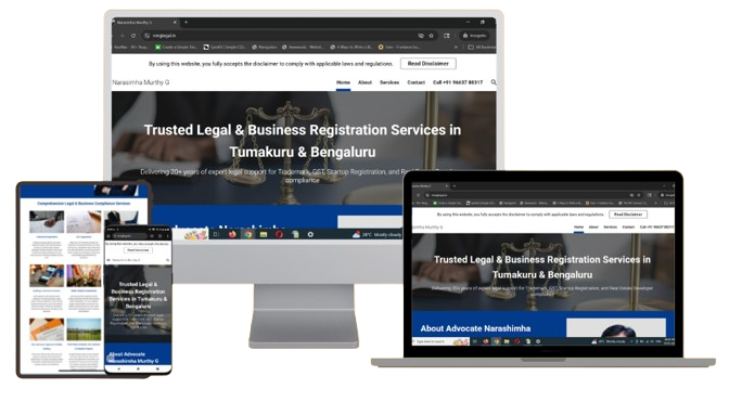 Website design and development company in Tumkur - professional laptop mockup showing responsive business website